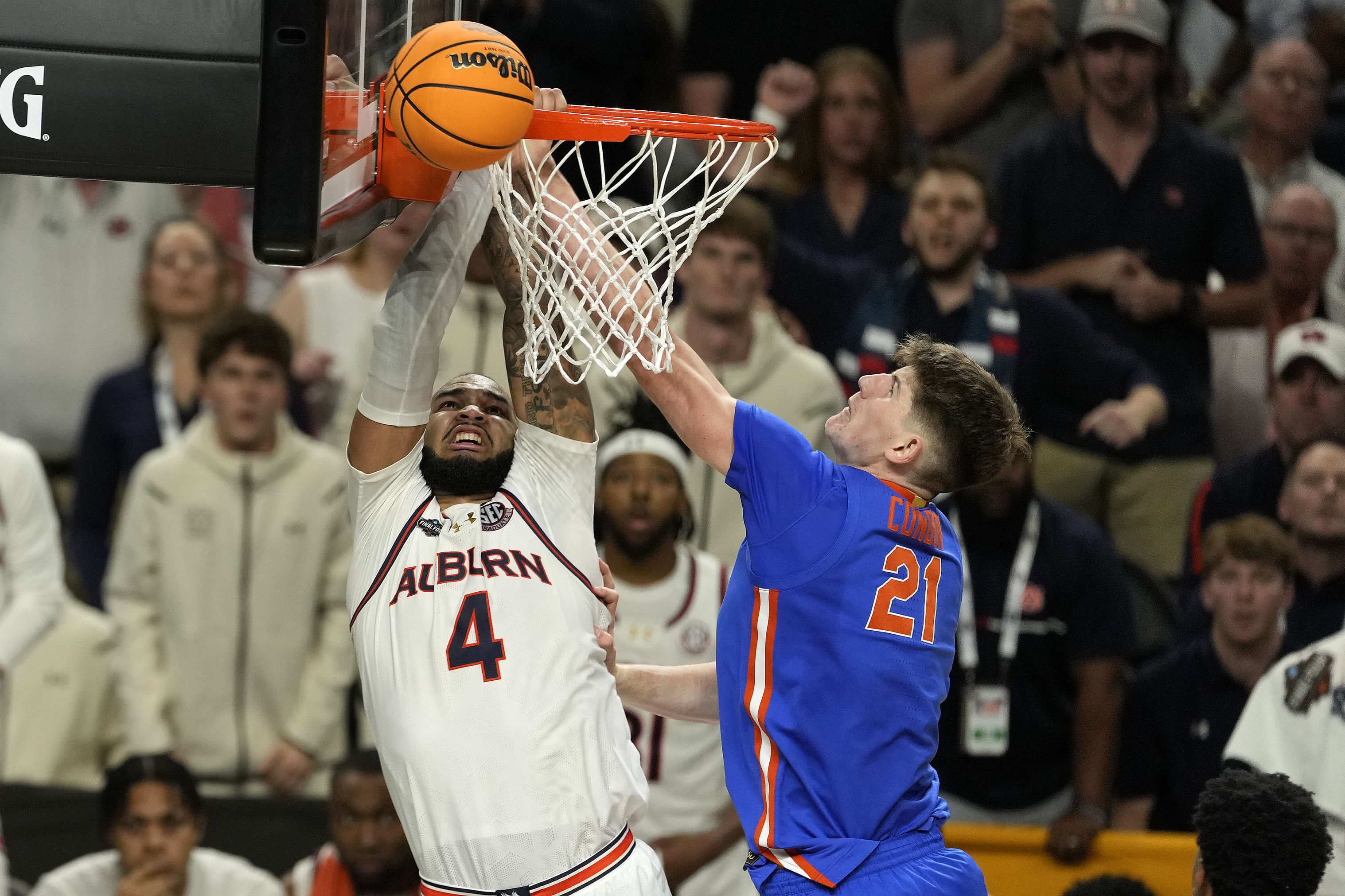 Talented Auburn big man Johni Broome's height (or lack thereof) likely pushes him into the second round of the NBA Draft. (Photo Credit: IMAGN)